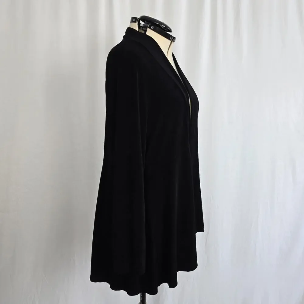 Chico's Open Cardigan Women's 16 / 18 Black Ruffles Long Sleeves